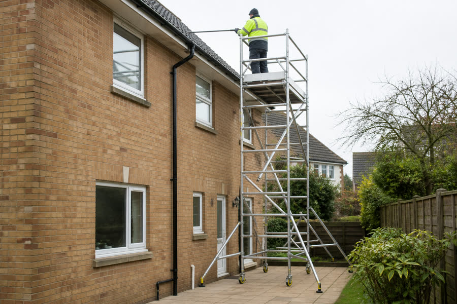 Scaffold access for high-level cleaning
